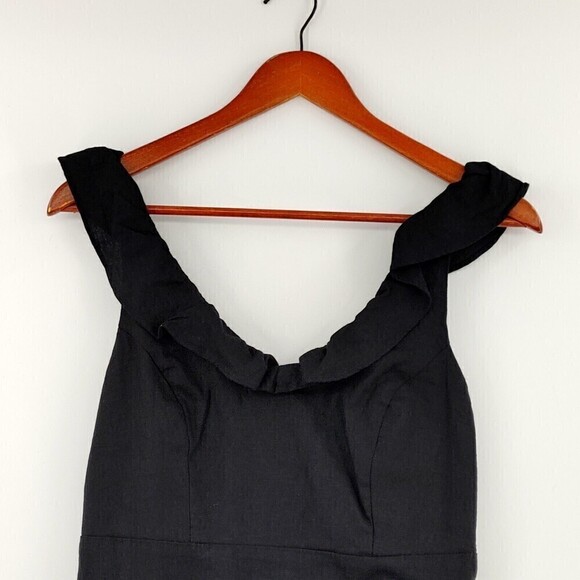 Old Navy Dress Women XS Black Jack Linen-Blend Sleeveless Ruffled Smocked Boho - Picture 2 of 14